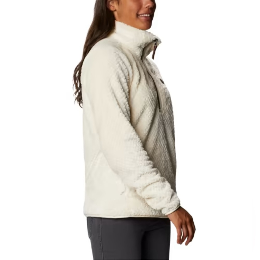 NEW Columbia Beech Forest High Pile Soft Teddy Fleece 1/4 Pullover Cream Large